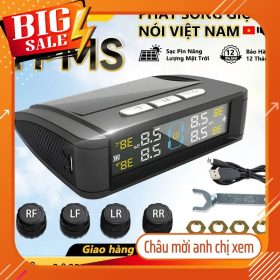 Soarfly Cảm Biến Áp Suất Lốp ô tô TPMS không dây dùng tấm pin mặt trời màn hình LCD có USB và 4 cảm biến