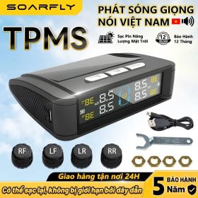 Review Soarfly Cảm Biến Áp Suất Lốp ô tô TPMS không dây dùng tấm pin mặt trời màn hình LCD có USB và 4 cảm biến